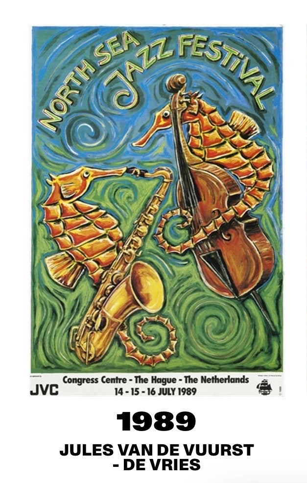 North Sea Jazz Festival 1989 Artposter - Jules van de Vuurst, Ophalen of Verzenden, A1 t/m A3, Muziek, Rechthoekig Staand