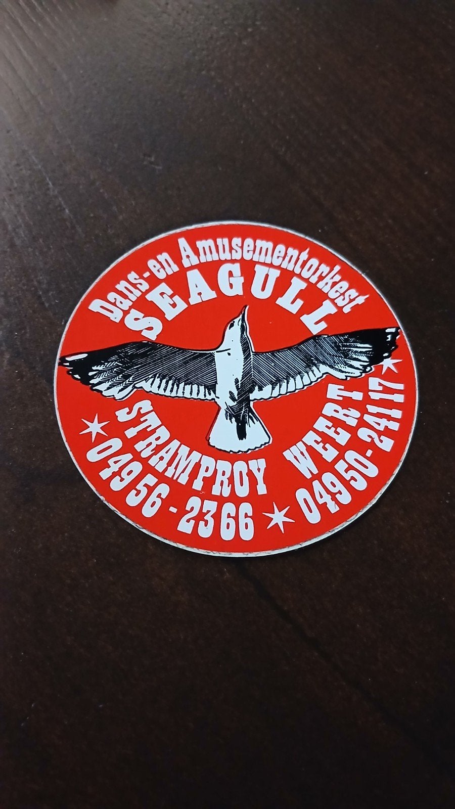 Sticker amusementsorkest Seagull, STAMPROY, WEERT 04956-, Verzamelen, Ophalen of Verzenden, Zo goed als nieuw