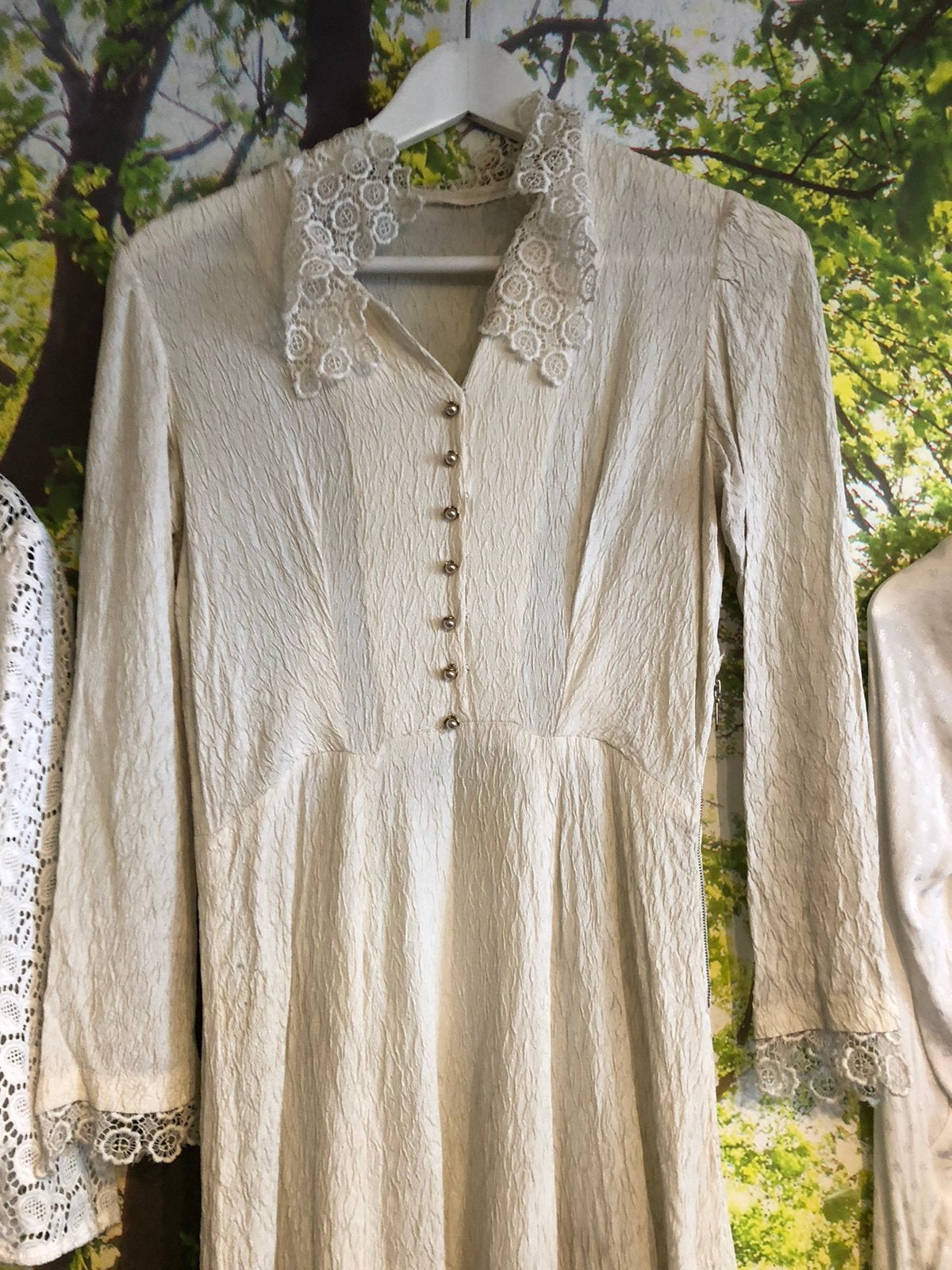 Vintage trouwjurk, Ophalen of Verzenden, Zo goed als nieuw, Wit, Onder de knie