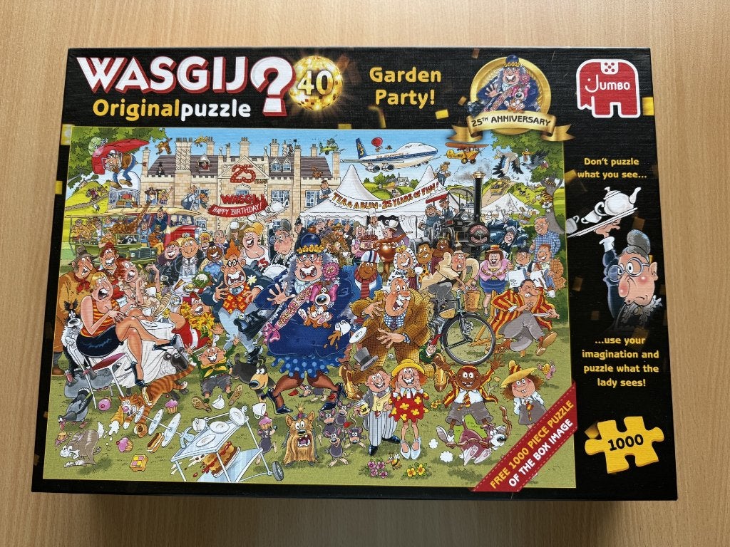 Wasgij Original 40 "garden party" 2 puzzels, Ophalen of Verzenden, 500 t/m 1500 stukjes, Zo goed als nieuw, Legpuzzel
