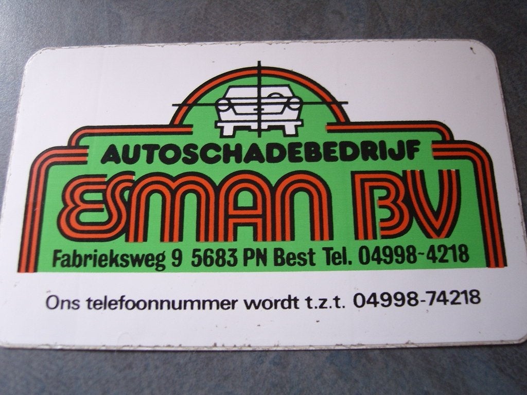 sticker best autoschadebedrijf ESMAN BV fabrieksweg 9, Ophalen, Zo goed als nieuw