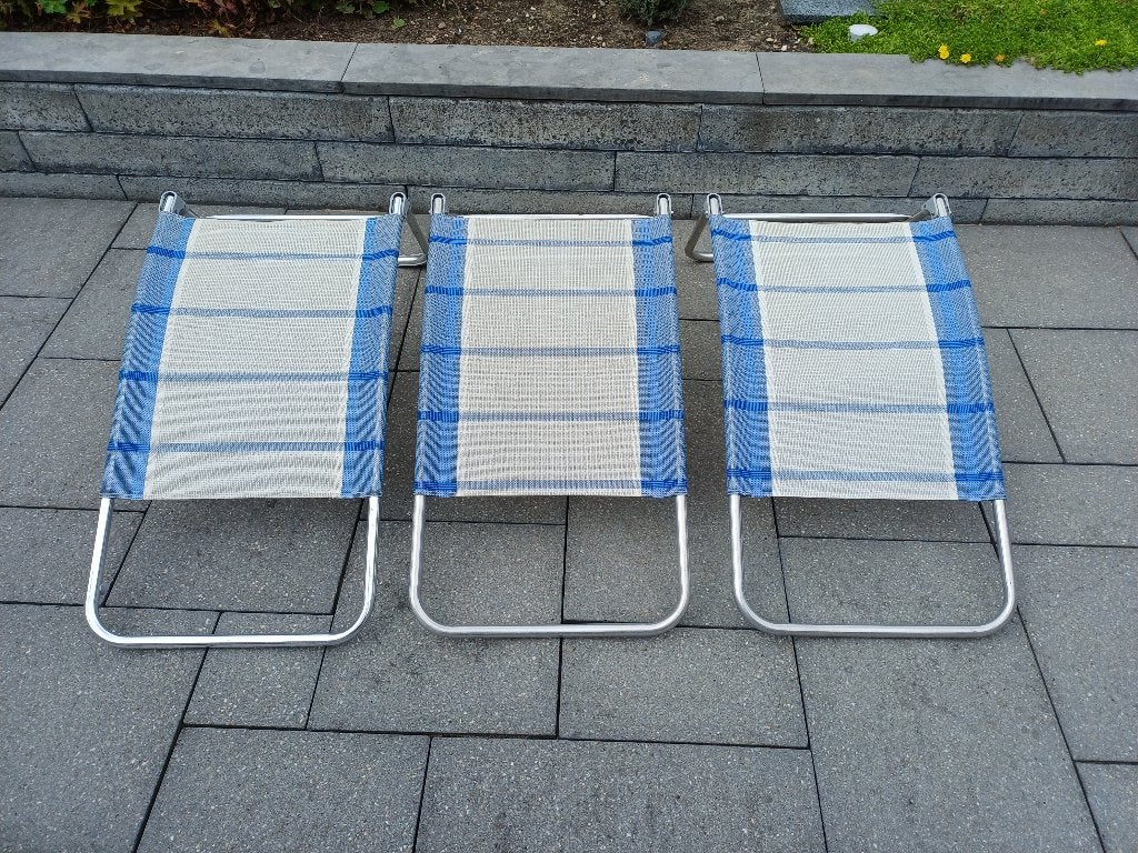3 STUKS DUKDALF VOETENBANKEN WIT/BLAUW, Caravans en Kamperen, Ophalen, Gebruikt, Overige