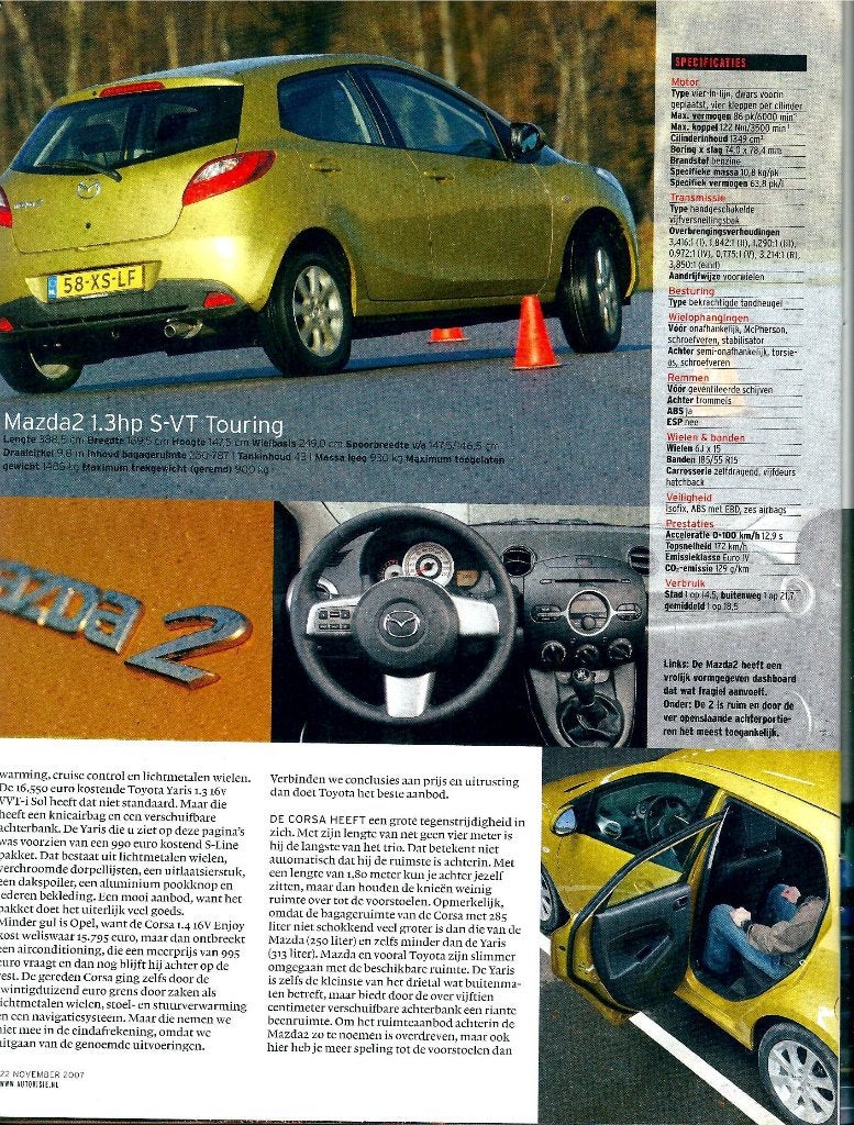 Autovisie triotest Mazda 2 , Opel Corsa , Toyota Yaris 2007, Ophalen of Verzenden, Gelezen, Overige merken