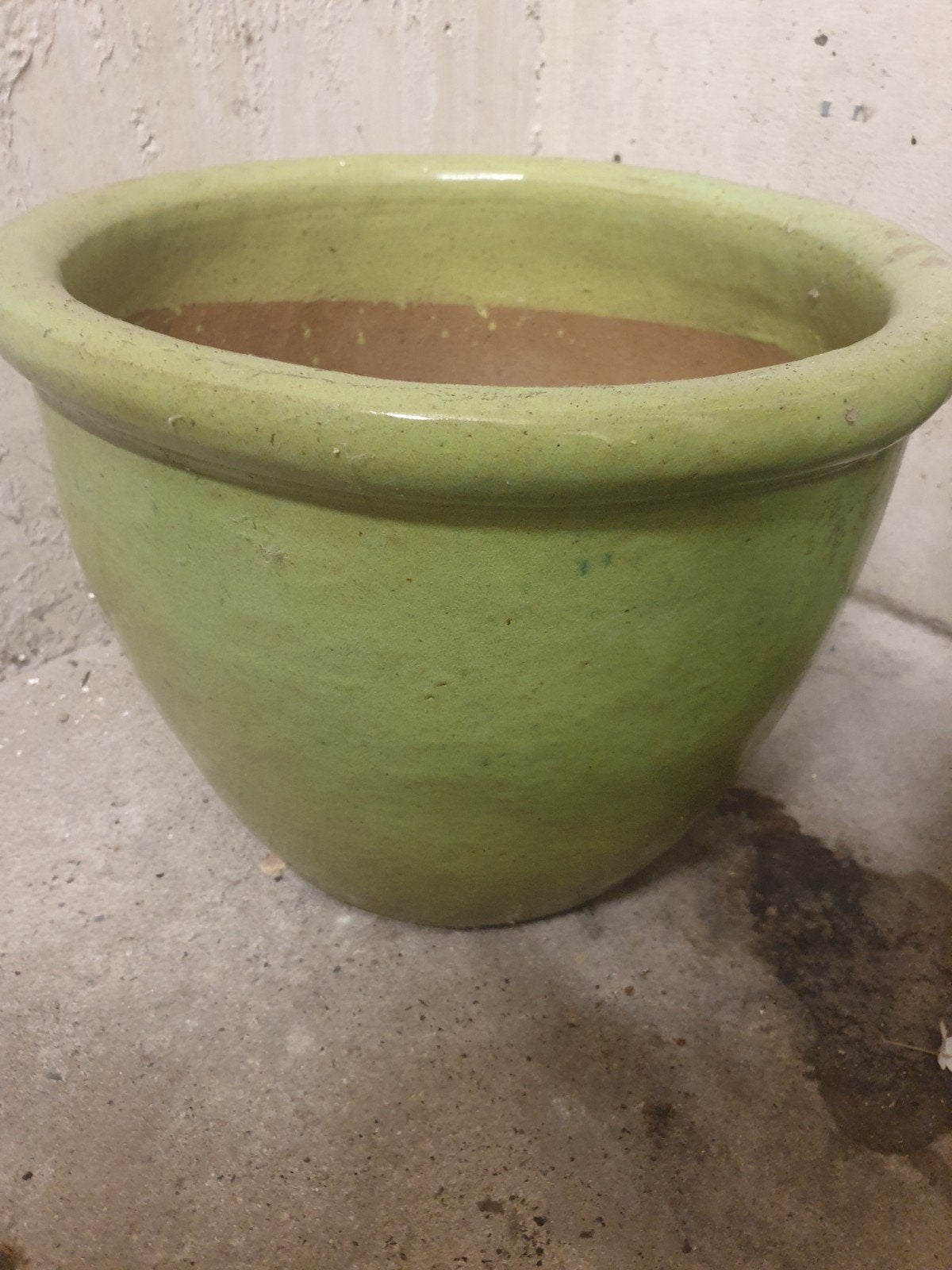 Grote groene bloempot - Gebruikt, Ophalen, Gebruikt, 40 cm of meer, Rond