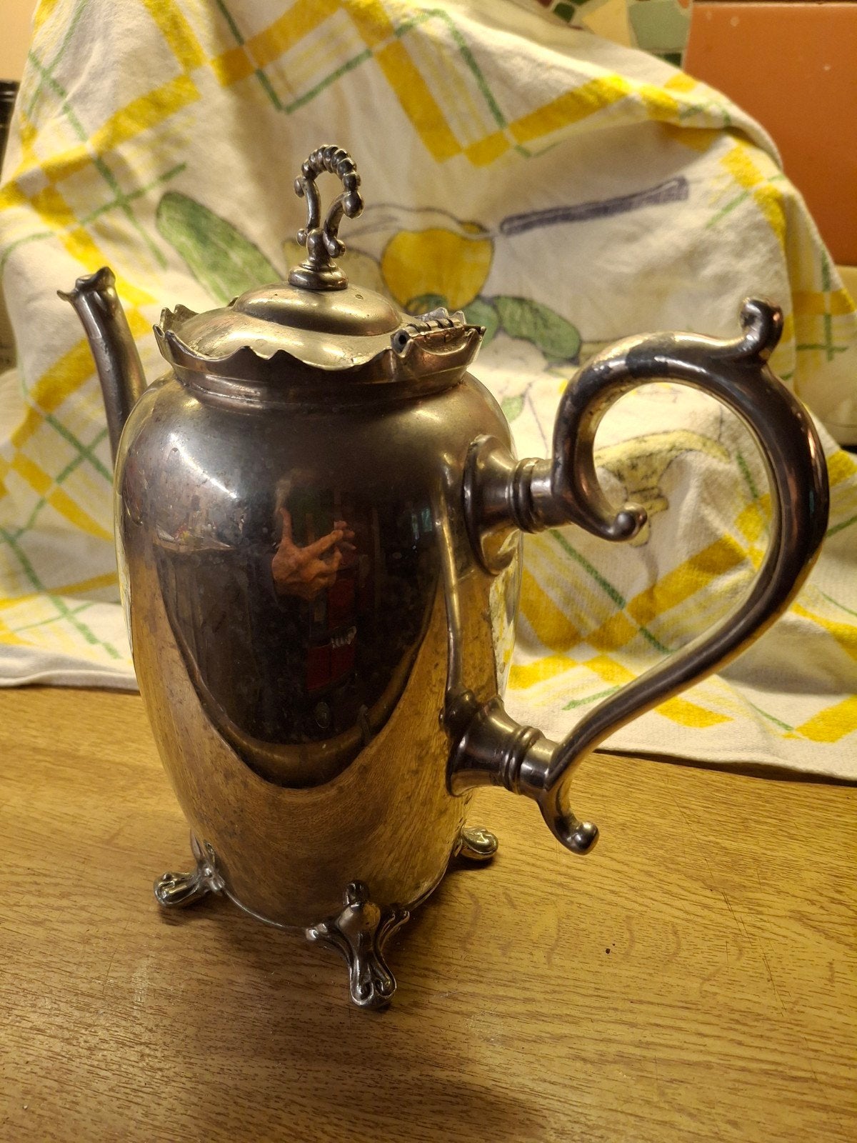 Antieke verzilverde theepot, Antiek en Kunst, Ophalen of Verzenden, Zilver
