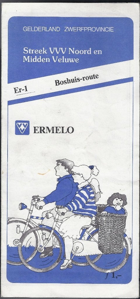 A7 fietskaart ermelo boshuis route ( plattegrond ), Gelezen, Ophalen of Verzenden, Landkaart, 1800 tot 2000