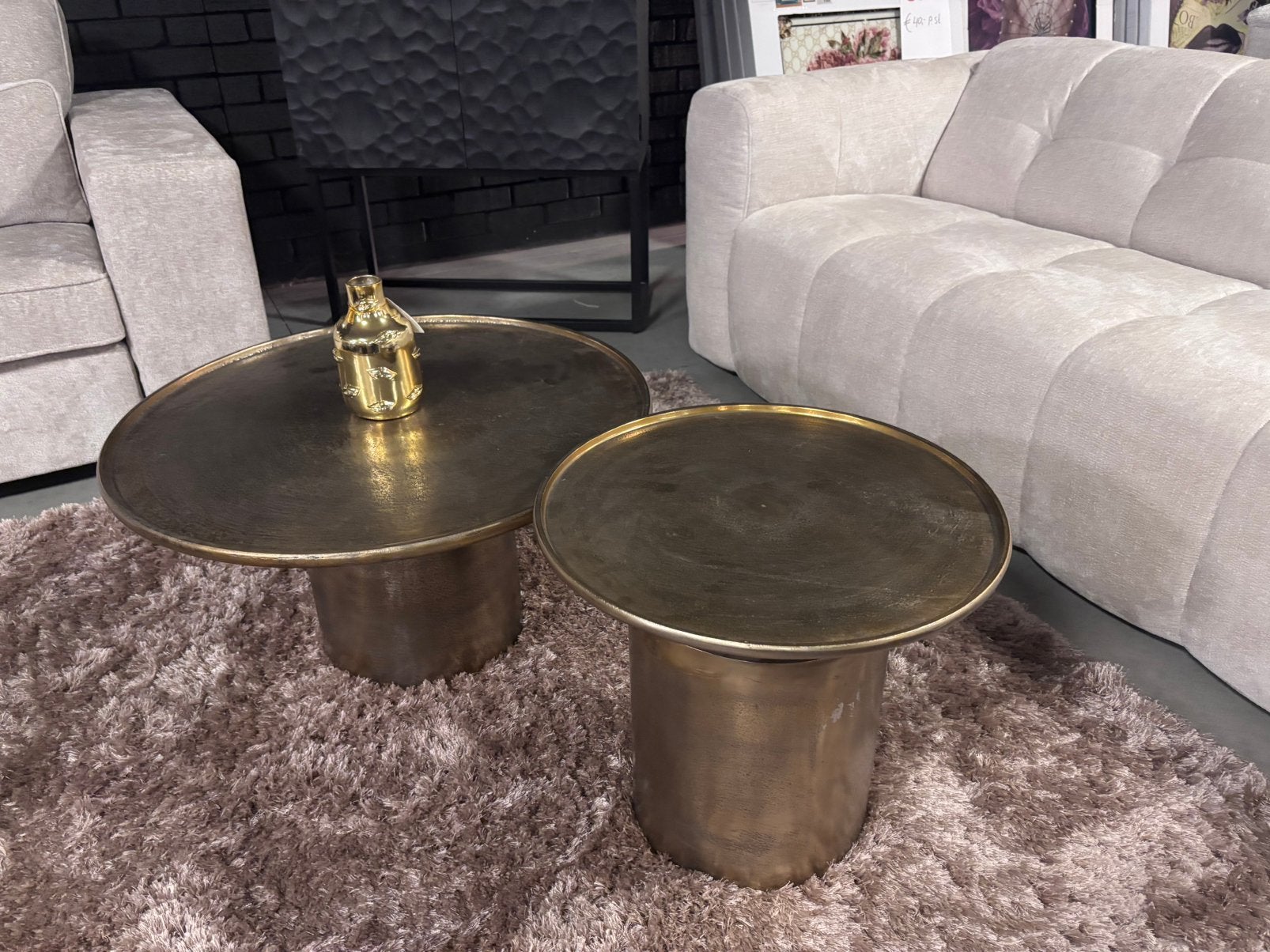 Salontafel  Richmond interiors Gold 2 delig, Ophalen, 100 tot 150 cm, Nieuw, 50 tot 100 cm