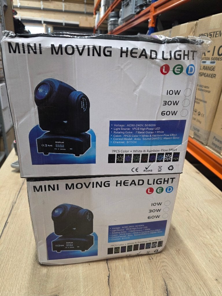 2x 60W Moving Head LED Spot, Muziek en Instrumenten, Licht en Laser, Geluidgestuurd, ., Nieuw, Ophalen of Verzenden