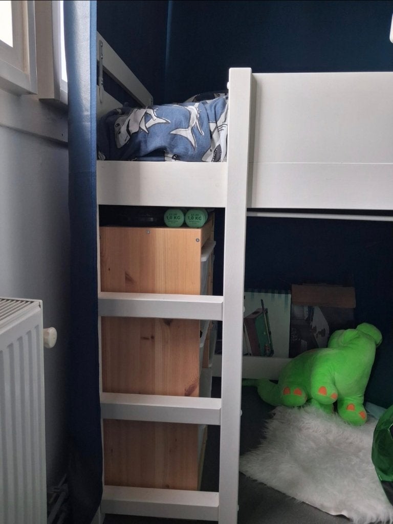 Witte hoogslaper met ladder en opbergruimte, Kinderen en Baby's, Ophalen, Gebruikt, Hoogslaper