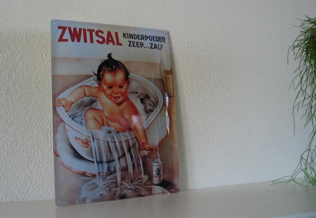 Zwitsal reclame bord kinderpoeder zeep zalf, Verzamelen, Ophalen of Verzenden, Nieuw, Reclamebord