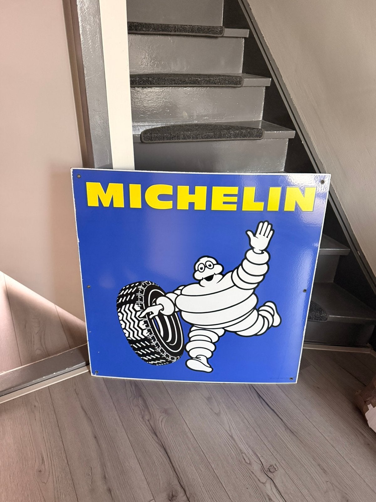 Groot emaille reclamebord Michelin banden bibendum bord, Ophalen, Zo goed als nieuw, Reclamebord