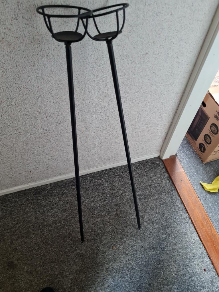 Tuinlichthouder - Set van 2 zwarte metalen fakkels, Ophalen of Verzenden, Gebruikt