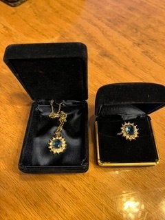 Lady Diana replica sieraden set, Ophalen, Overige materialen, Met edelsteen, Zo goed als nieuw