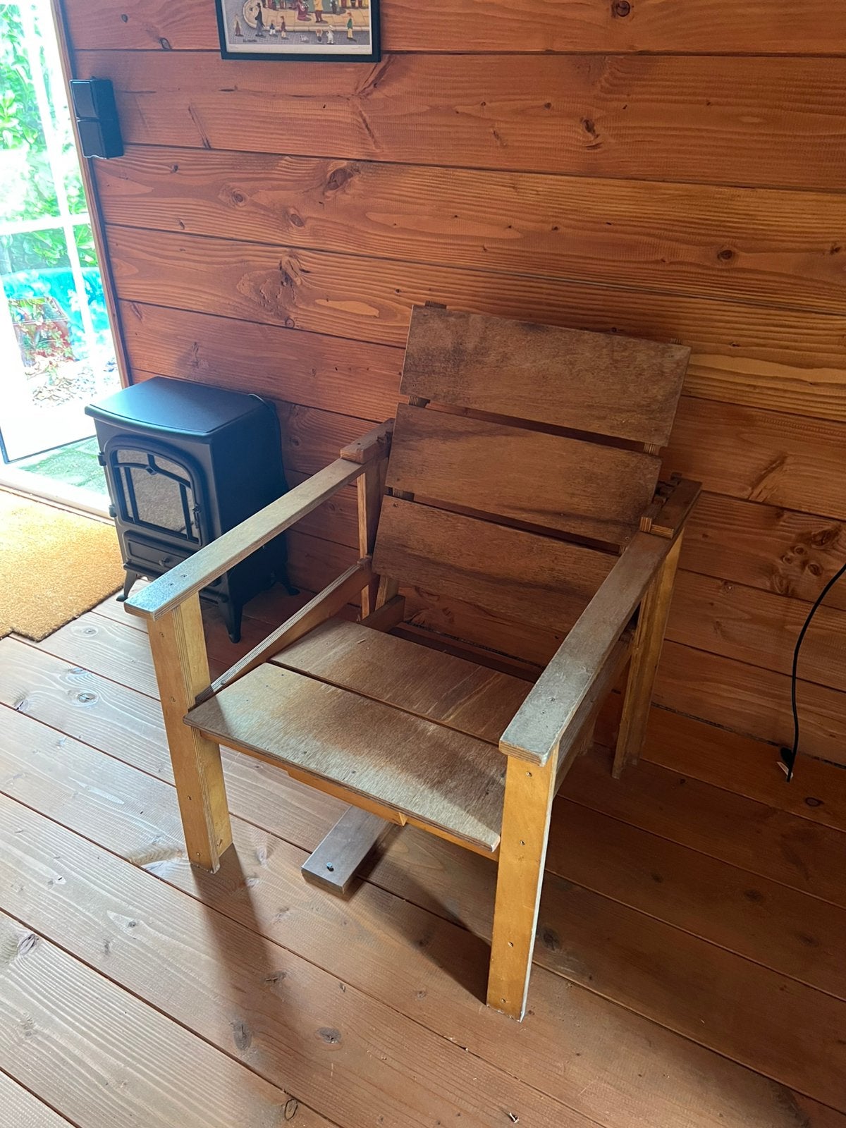 Houten Rietveld look a like verstelbare stoel, Ophalen