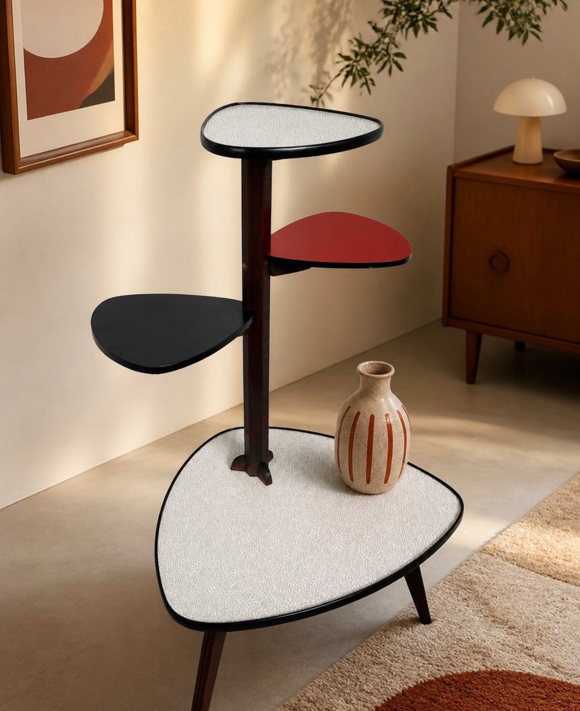 Vintage Mid-Century Plantentafel / Etagère (Jaren '50/'60), Minder dan 55 cm, Ophalen of Verzenden, Zo goed als nieuw, Mid Century
