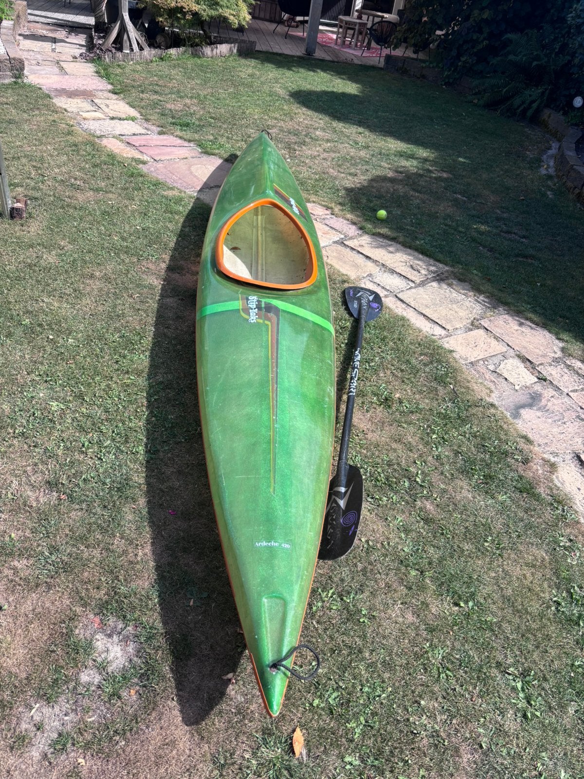 Ardeche 420 Kajak - 4.20m Groen, inclusief peddel, Ophalen, Zo goed als nieuw, Eén persoon, Kajak