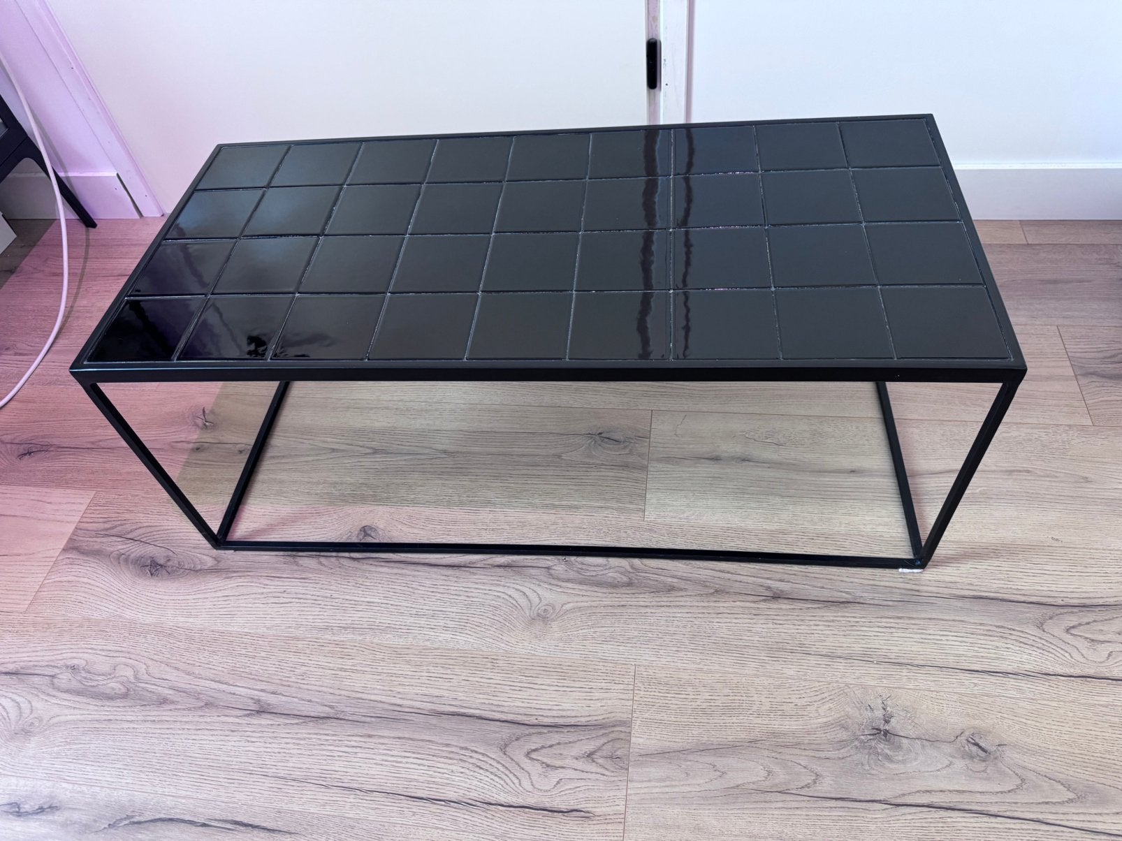 Salontafel Zuiver glazed zwart, Ophalen, Zo goed als nieuw, Rechthoekig, 50 tot 100 cm