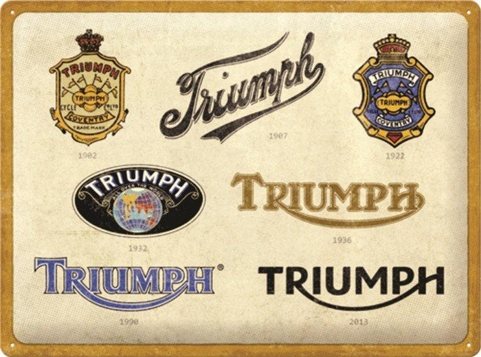 Triumph logo evolution relief reclamebord van metaal deco, Ophalen of Verzenden, Nieuw, Auto's