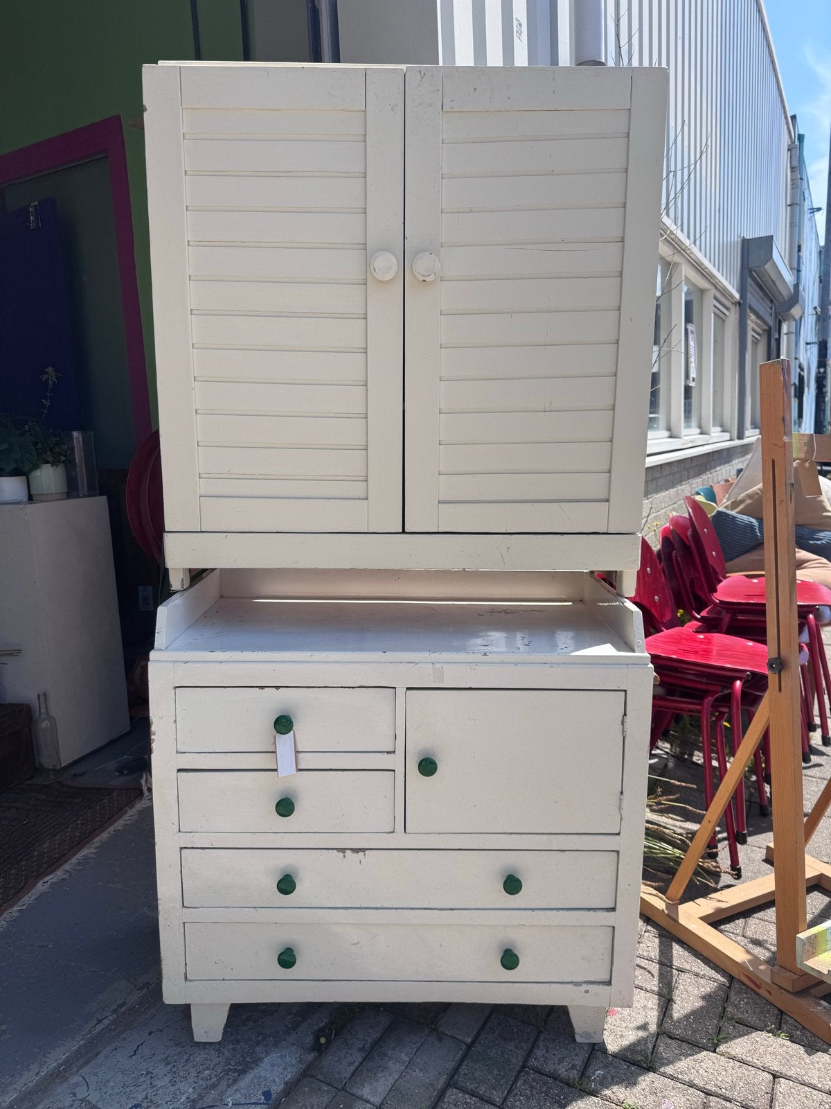 Vintage kast en commode - passen perfect samen!, Huis en Inrichting, Kasten | Dressoirs, Ophalen, Gebruikt, 50 tot 100 cm, Met lade(s)