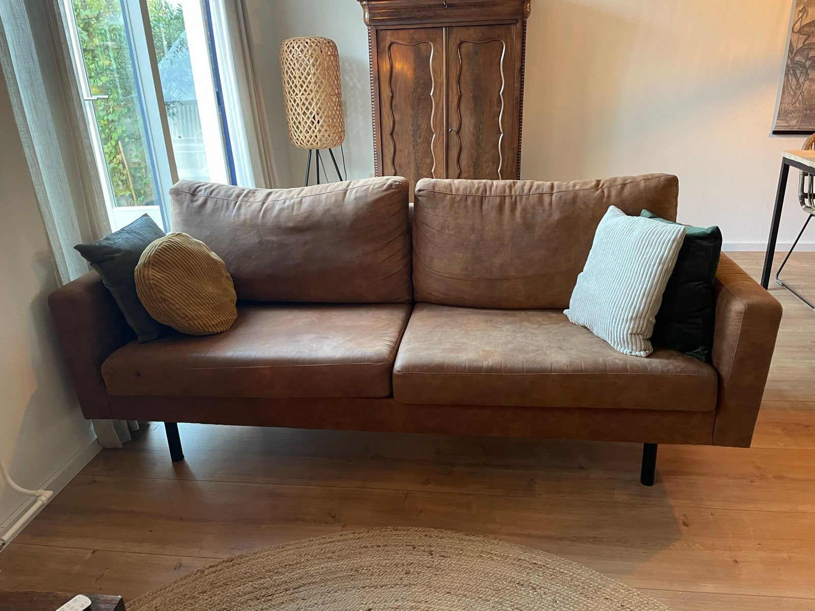 Collin bank cognac Leen Bakker 2,5-zits, Ophalen, Gebruikt, Driepersoons, 75 tot 100 cm
