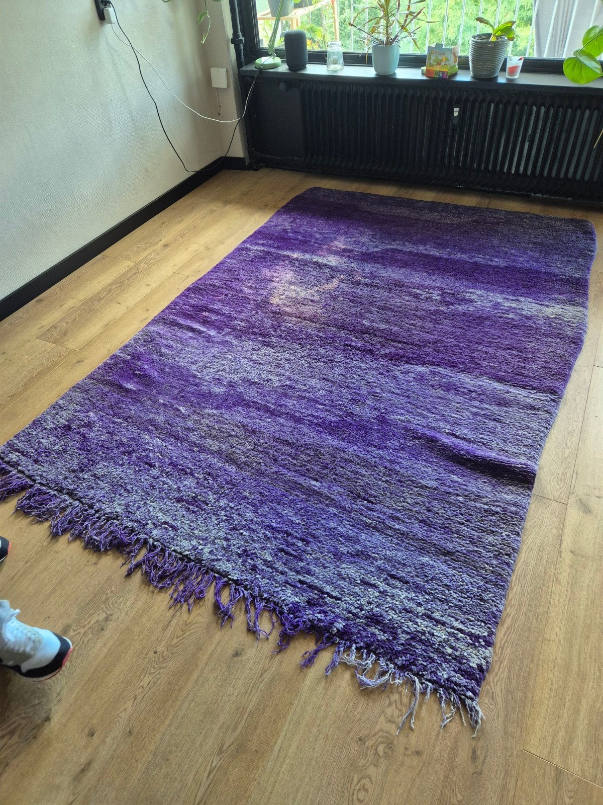 Handgemaakt Berbers Marokkaans Vloerkleed Tapijt Paars, Ophalen, Zo goed als nieuw, Rechthoekig, 200 cm of meer