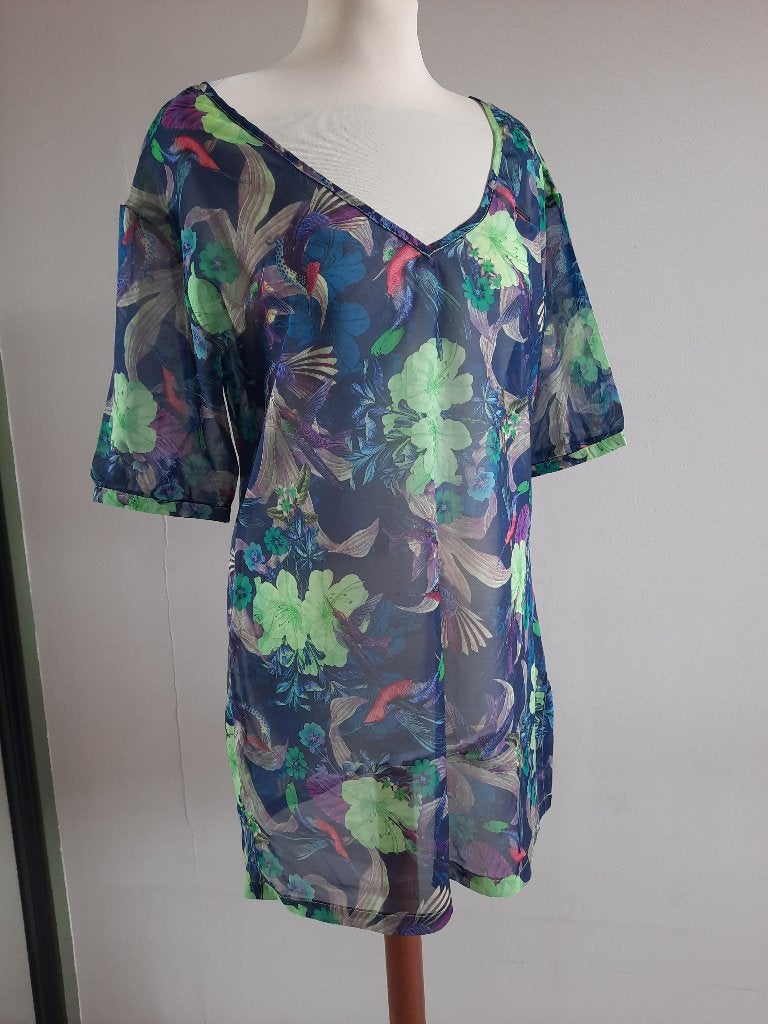 Nieuw! Tuniek bloemenprint Brunotti mt. m 38-40 strandtuniek, Kleding | Dames, Maat 38/40 (M), Blauw, Nieuw, Ophalen of Verzenden