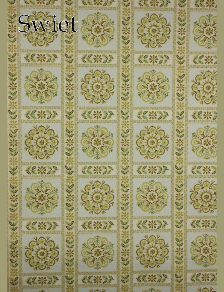 4172 retro blok behang groen bloemen jaren 70 patroon swiet, Verzenden, Groen