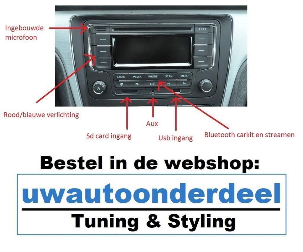 Bluetooth Radio Cd Usb Aux SD Geschikt Voor Vw Scirocco Tour, Verzenden, Nieuw