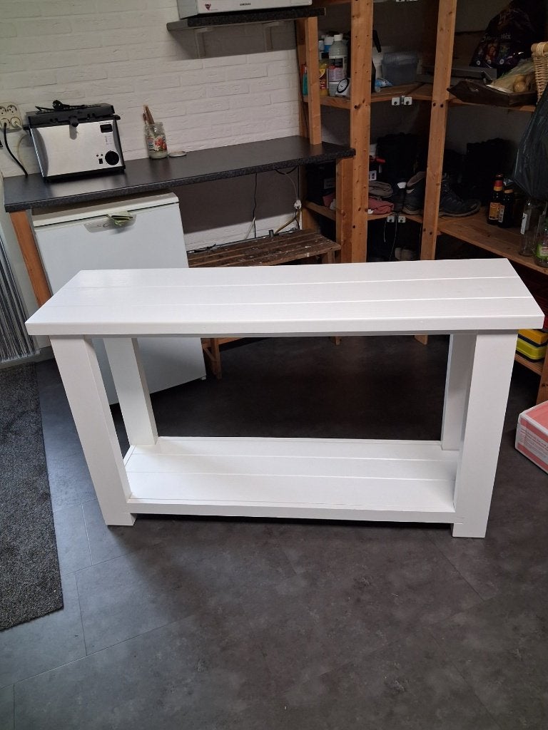 witte side table, Ophalen, 100 tot 150 cm, Zo goed als nieuw, 25 tot 50 cm