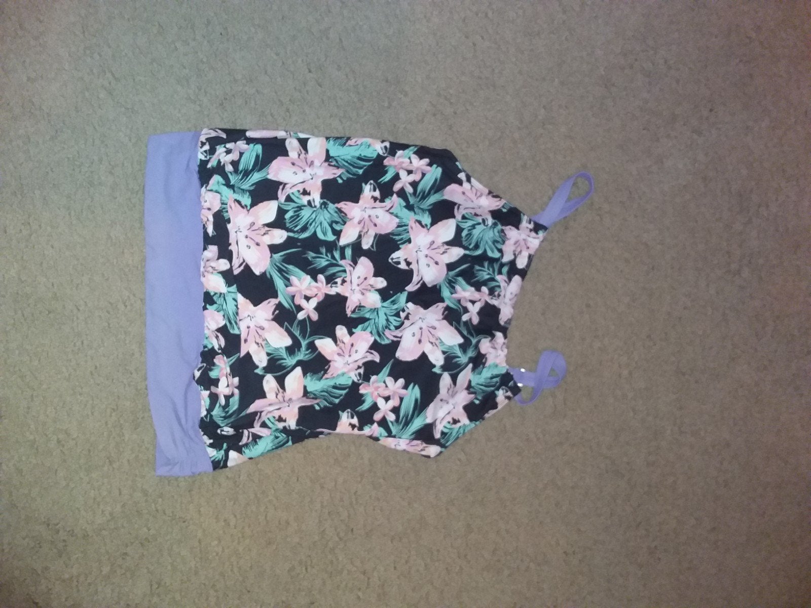 Tankini top met bloemenprint - Zonder broekje maat 44, Kleding | Dames, Ophalen of Verzenden, Gedragen, Zwart, Overige typen