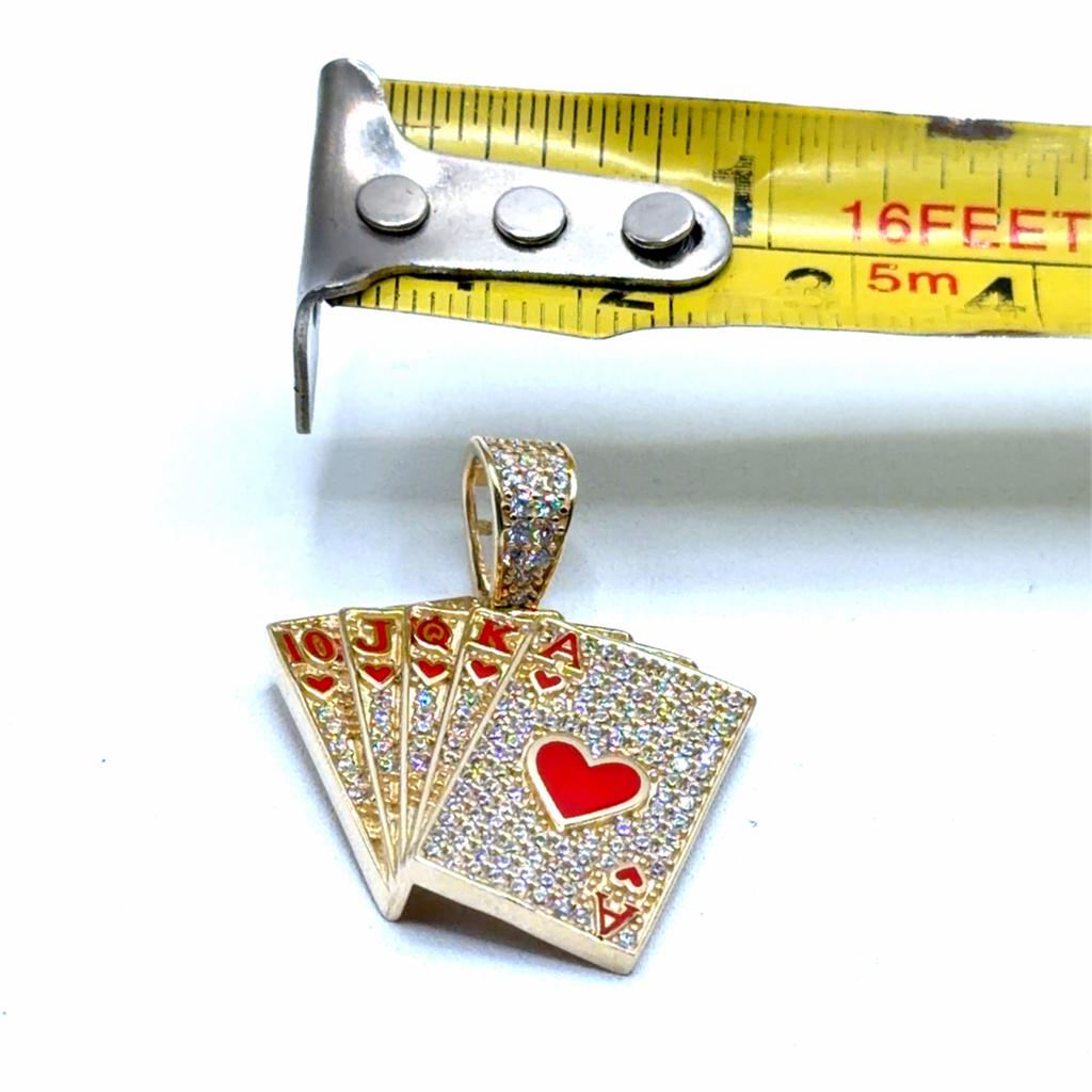 Gouden Hanger Speelkaarten met Zirkonia - Poker Royal Flush, Overige materialen, Overige voorstellingen, Www.bredajuwelier.nl
