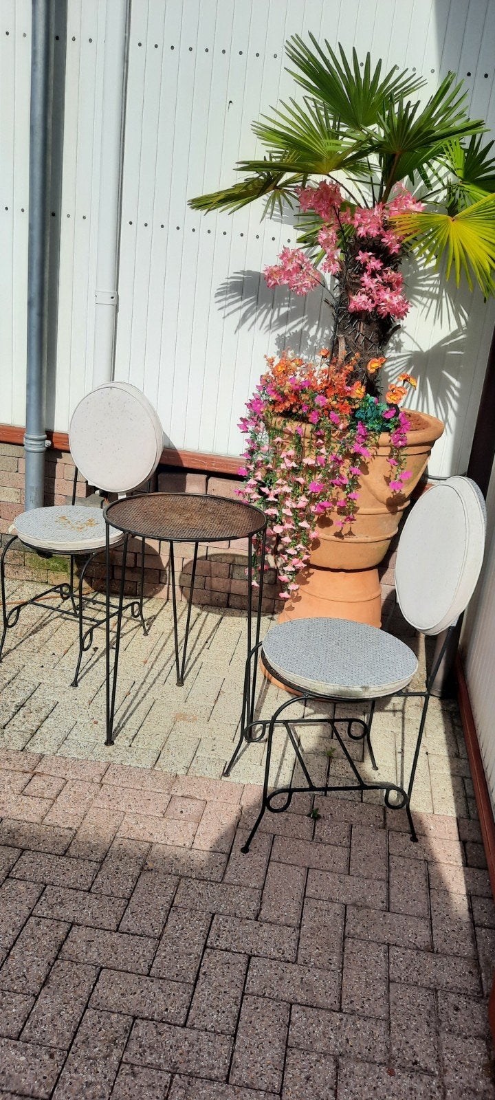 Vintage Bistro Set: 2 Stoelen & Tafel - Metaal, Ophalen, Gebruikt, Metaal