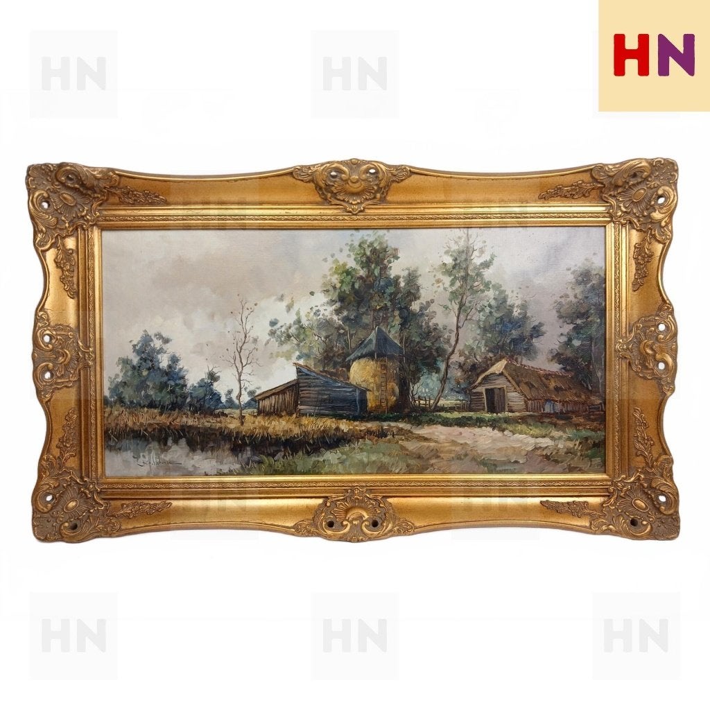 Olieverfschilderij B.H. Slotman - Landschap Baroklijst, Antiek en Kunst, Kunst | Schilderijen | Klassiek, Ophalen