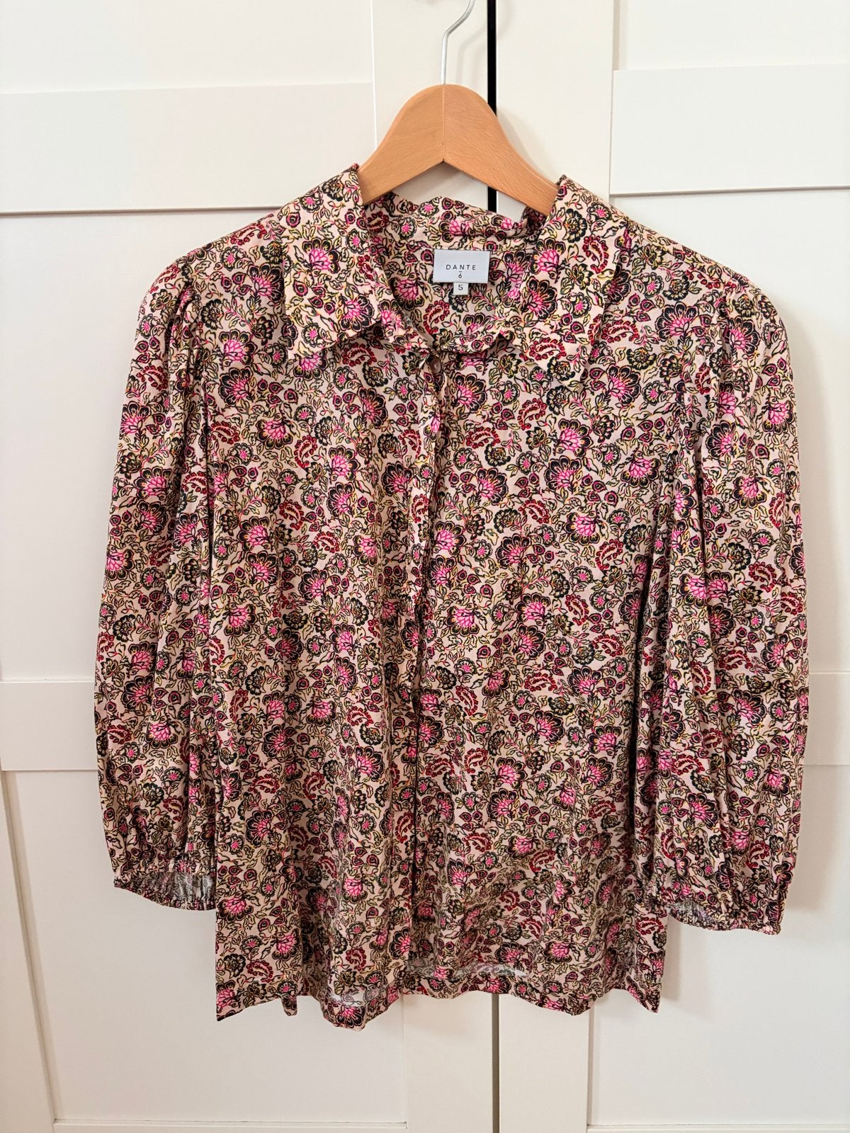 Dante 6 Blouse Maat 42 Katoen Driekwart Mouw Prachtige Kleur, Ophalen of Verzenden, Zo goed als nieuw, Maat 42/44 (L), Meerkleurig