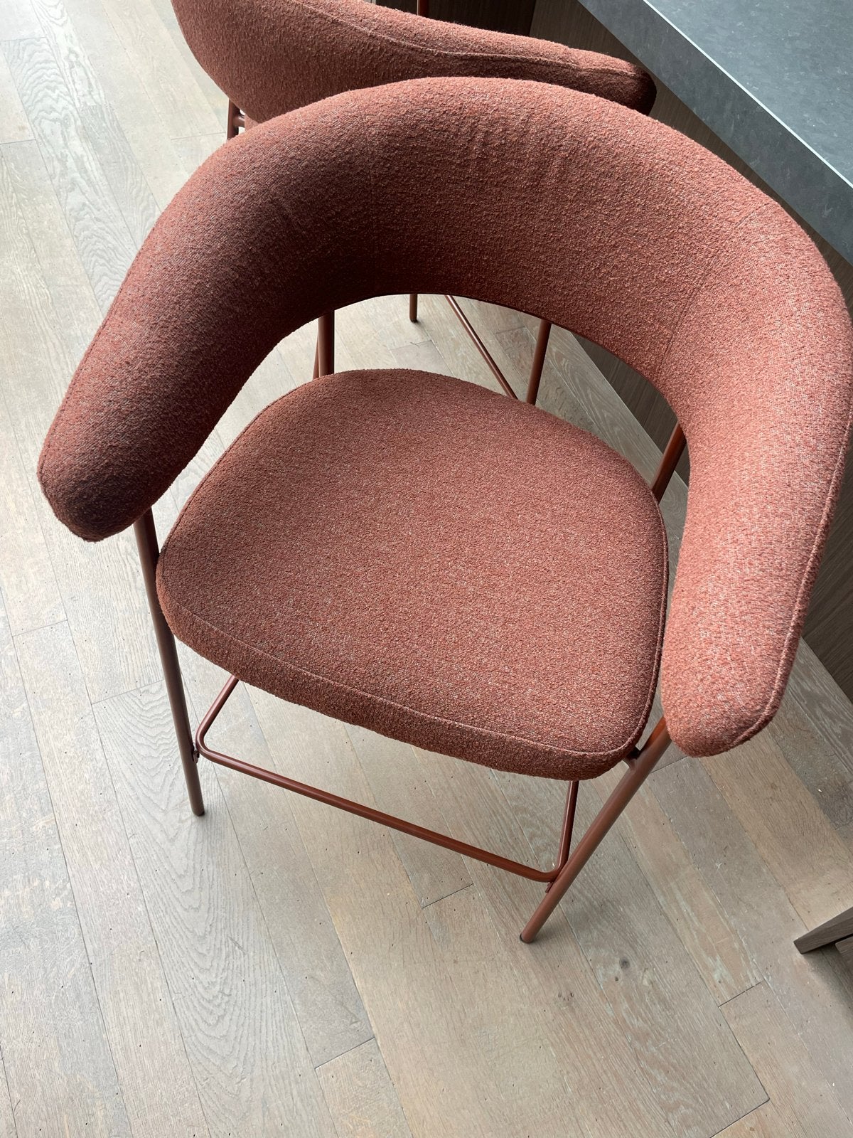 KARWEI barkrukken Coco terracotta Bouclé stof - 3 stuks