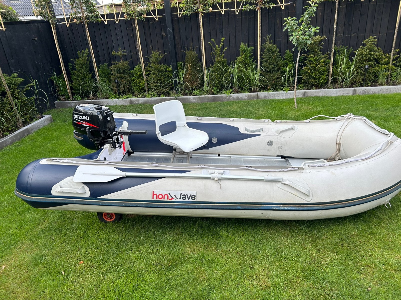 Honda MX350 rubberboot + Suzuki DF4 buitenboordmotor (2012), Ophalen, Aluminium, Zo goed als nieuw, Buitenboordmotor
