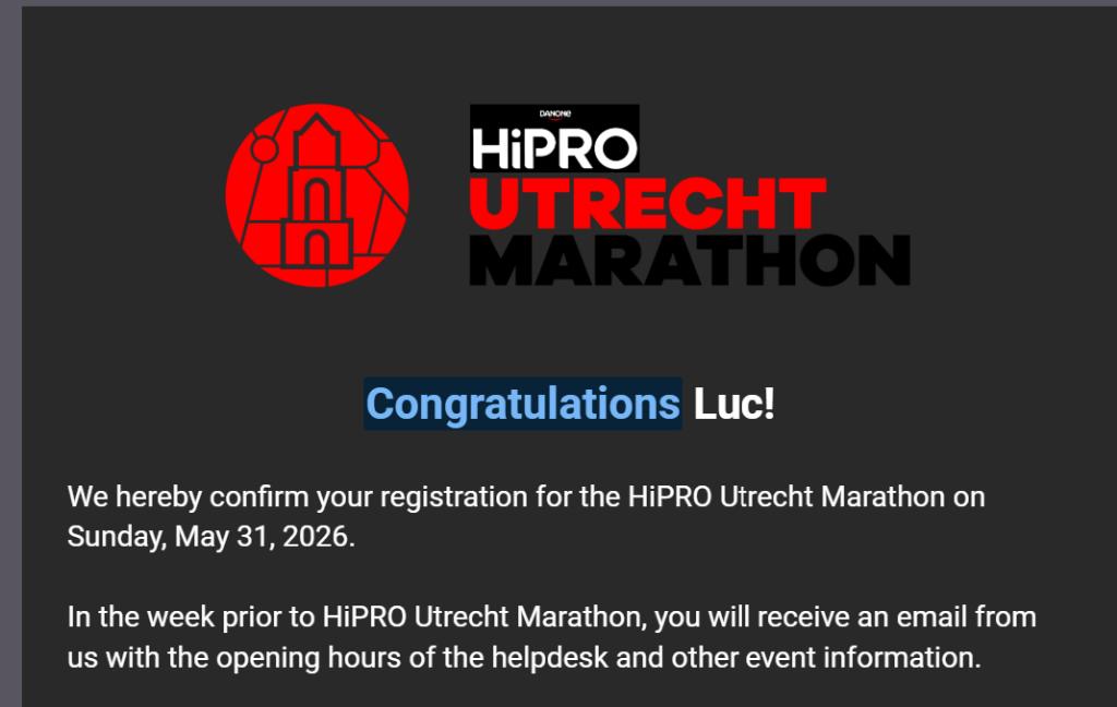 Startbewijs Utrecht Marathon 31 Mei, Eén persoon