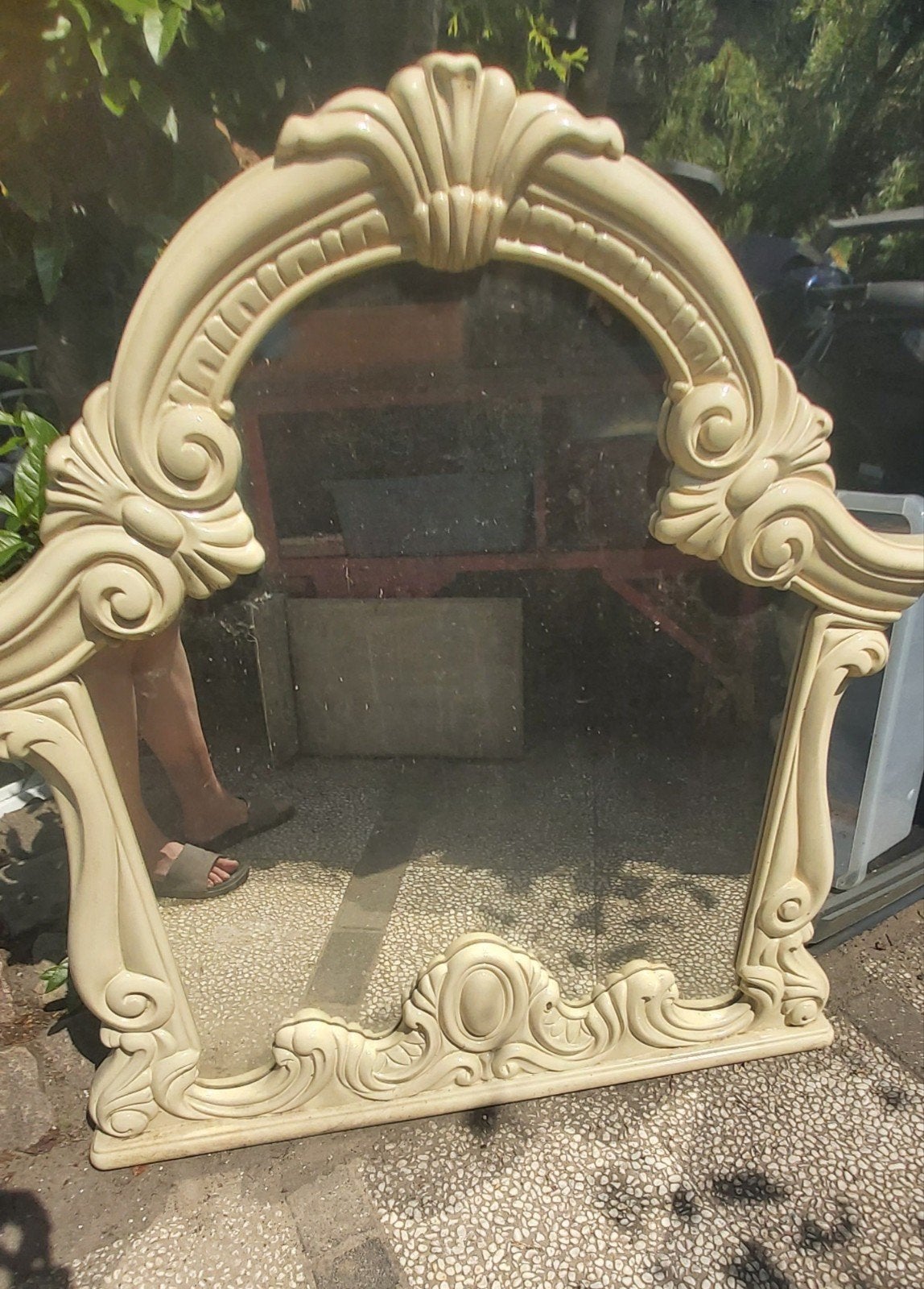 Spiegel Brocante Efteling look , crème kleur., Ophalen, Rechthoekig