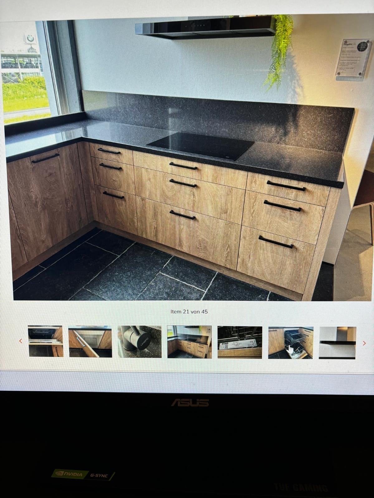 Nieuw keuken aanrechtblad, inductie, afzuigkap, kraan, Ophalen, Zwart, Hoekkeuken, Graniet of Steen