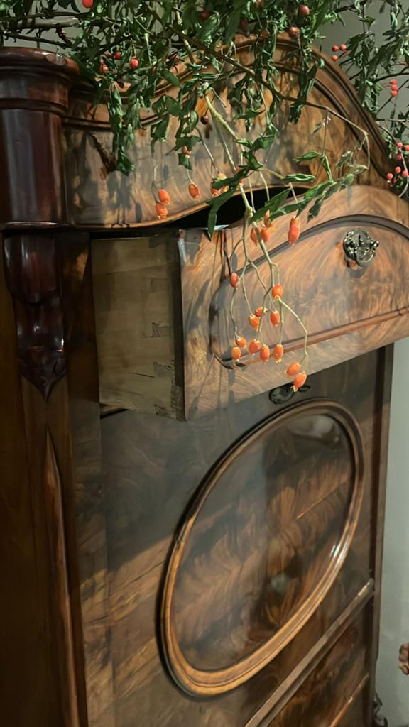 Antieke Biedermeier secretaire met wortelnotenfineer, Antiek en Kunst, Antiek | Meubels | Kasten, Ophalen