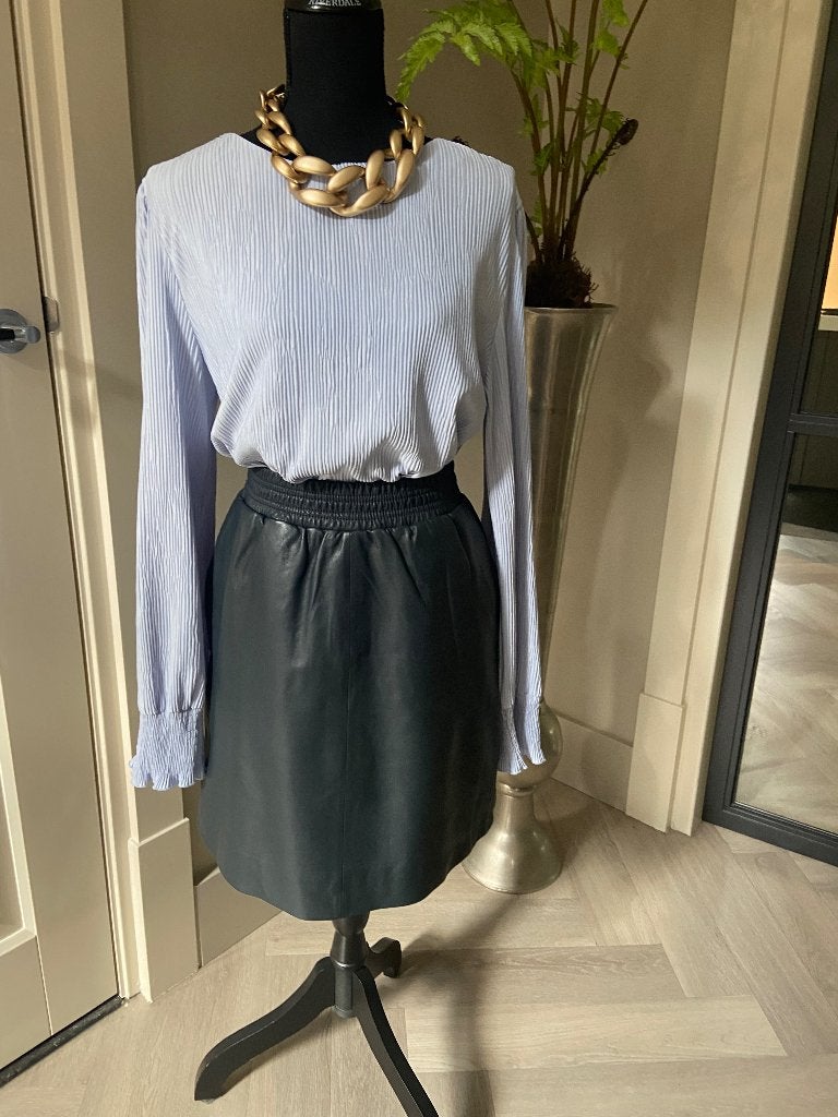 Nieuw! Blauw leren rokje van Studio Ar - maat 40 (valt ruim), Maat 38/40 (M), Blauw, Nieuw, Boven de knie
