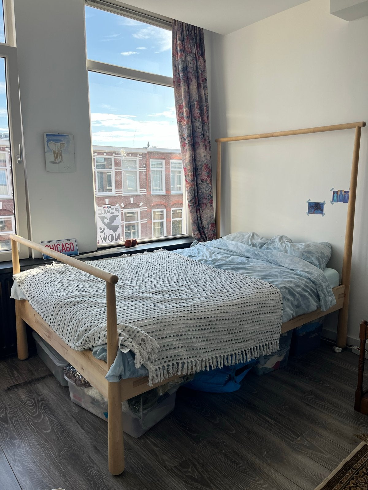 Houten tweepersoonsbed (140x200 cm) - IKEA Gjöra, Huis en Inrichting, Ophalen, Overige kleuren, Tweepersoons, 140 cm