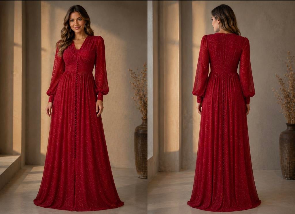 Elegante rode glitter galajurk, maat 38, Maat 38/40 (M), Ophalen of Verzenden, Zo goed als nieuw, Rood