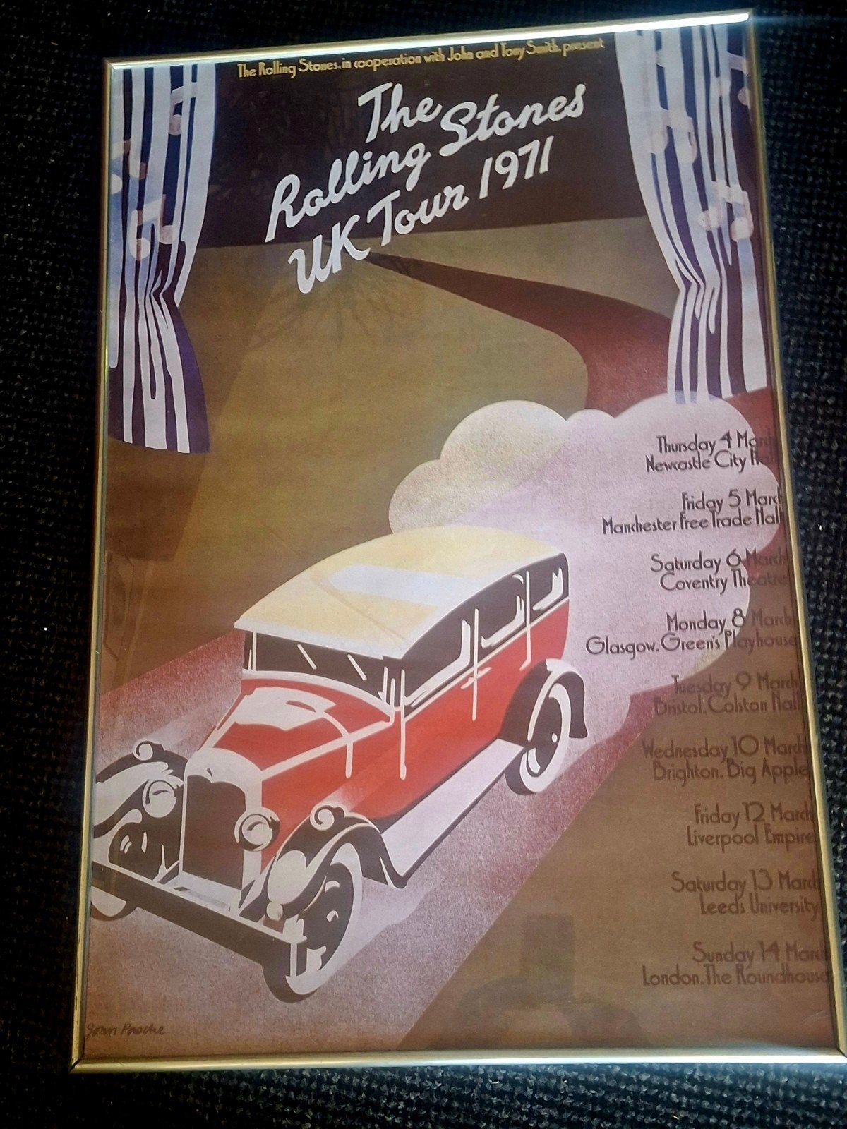 The Rolling Stones UK Tour 1971 ingelijste poster, Verzamelen, Met lijst, Ophalen of Verzenden, A1 t/m A3, Muziek