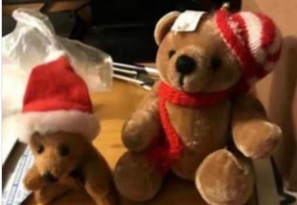 Twee knuffel beertjes kerst, Diversen, Kerst, Ophalen, Zo goed als nieuw