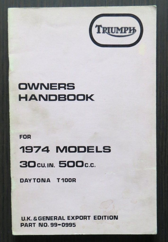 Triumph Owner's Handbook 500cc twins - UK & Export ed. 1974, Verzenden, Triumph