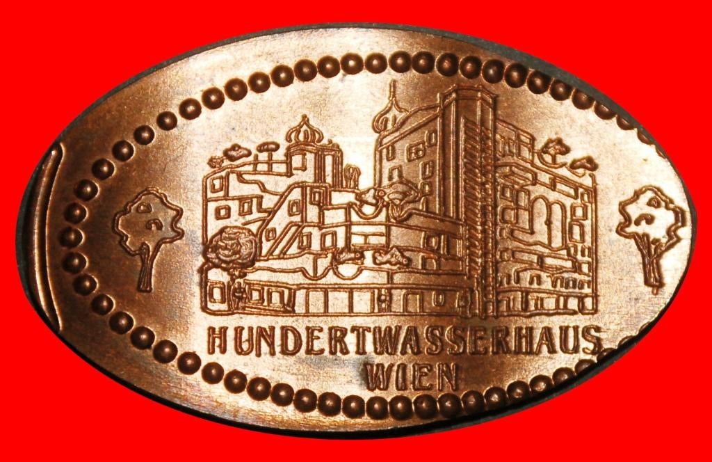 Ⰺ ELONGATED 1 EURO CENT: AUSTRIA  HUNDERTWASSERHAUS WIEN!, Ophalen of Verzenden, Overige materialen, Buitenland