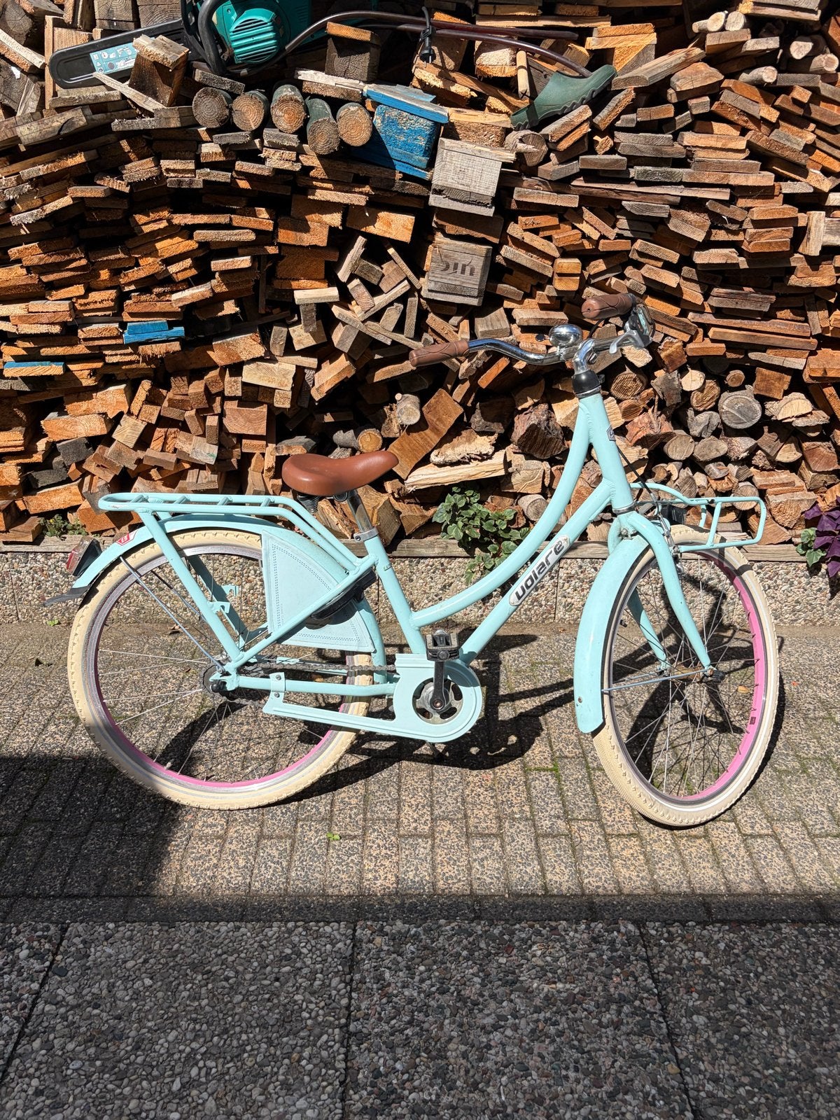 Leuke lichtblauwe fiets met voordrager, Ophalen of Verzenden, Gebruikt