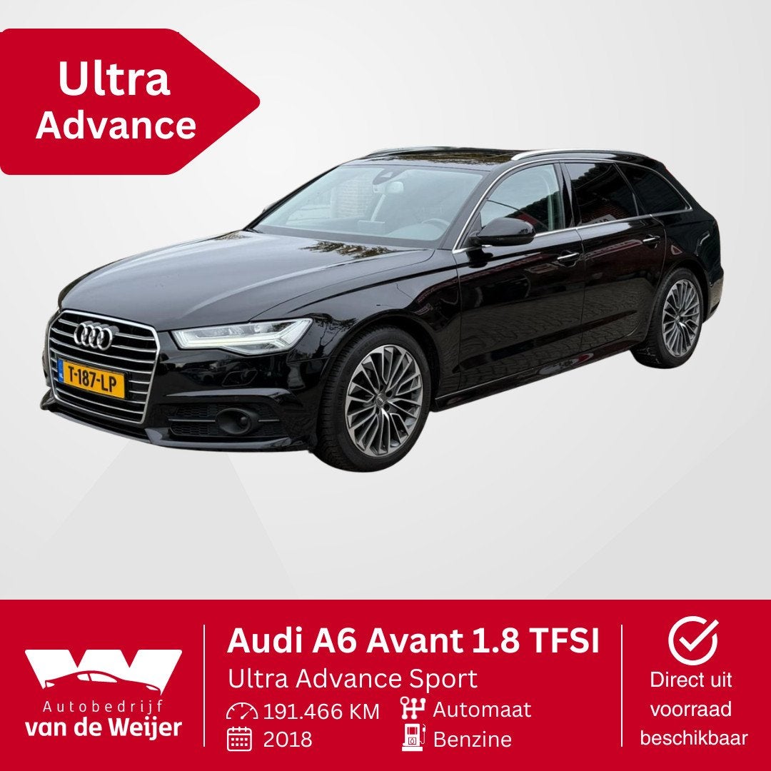 Audi A6 Avant 1.8 TFSI ultra Advance Sport, Auto's, Audi, Zwart, Leder, Automatische klimaatregeling, 93 €/maand