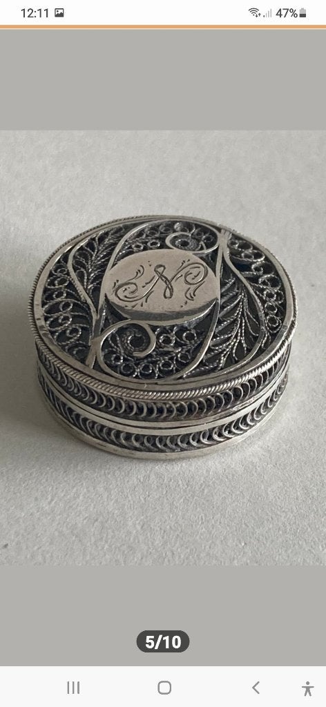 ZILVER - ZILVEREN 18e EEUWS TEL DOOSJE / COUNTER BOX; ENGELS, Verzenden, Zilver
